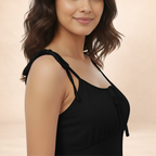 Women Solid Black Bodycon Maxi Dress With Tie-up Straps