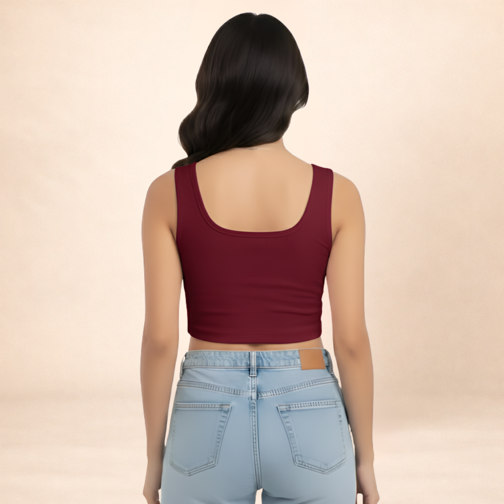 Ribbed Maroon Crop Tang Top