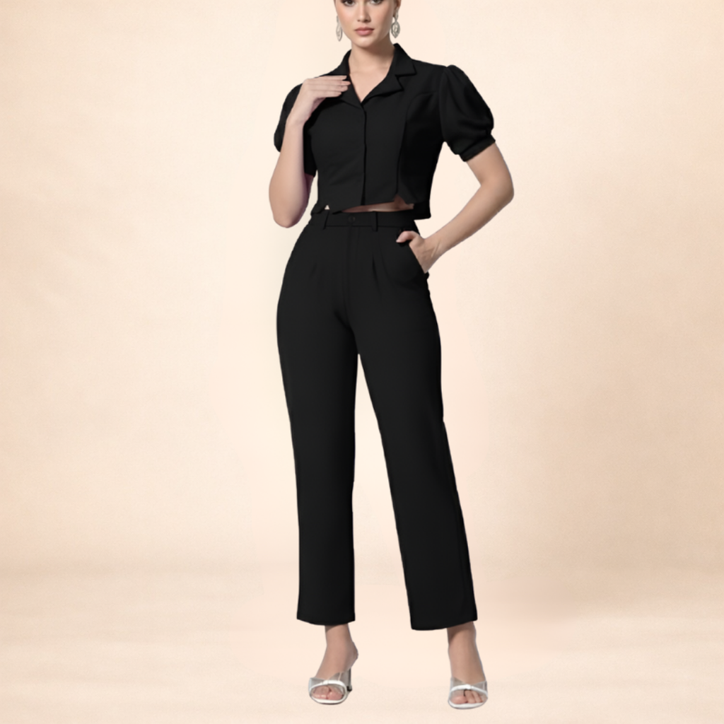 Black Co-ord Set Top-Lycra