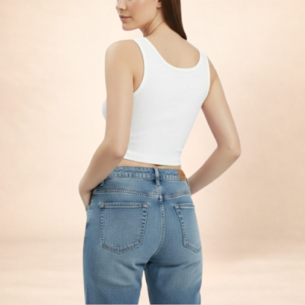 Ribbed White Crop Tang Top