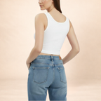 Ribbed White Crop Tang Top