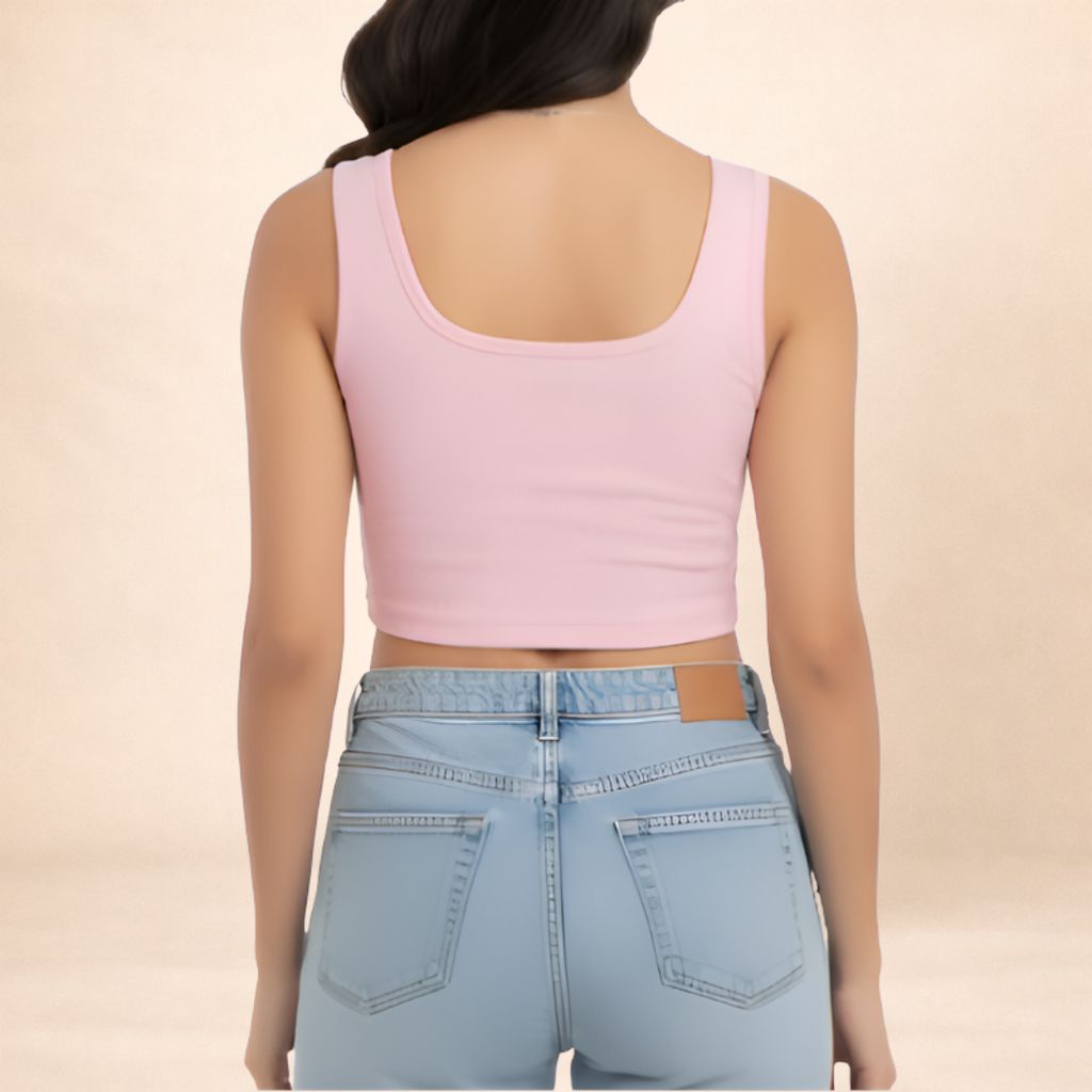 Ribbed Pink Crop Tang Top