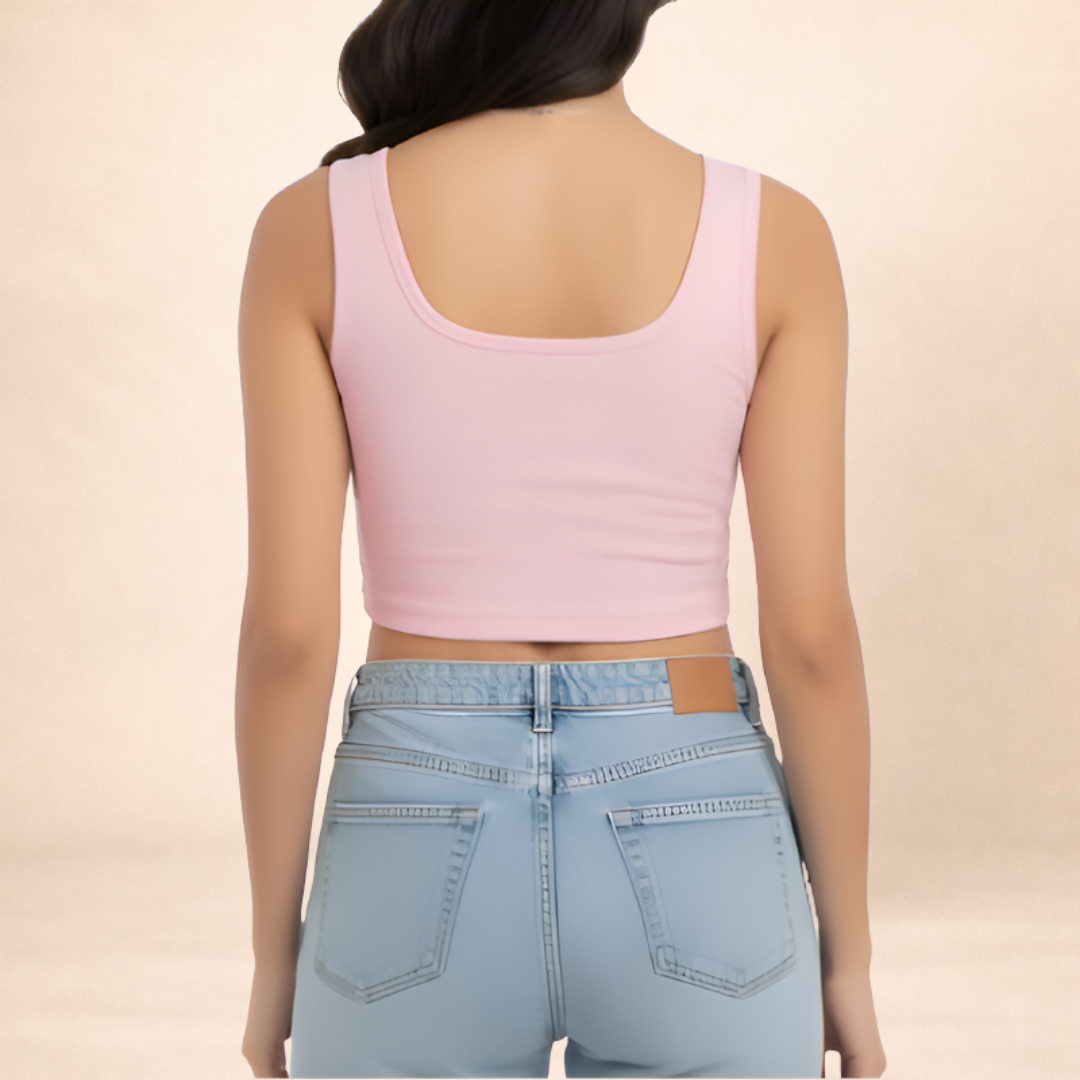 Ribbed Pink Crop Tang Top