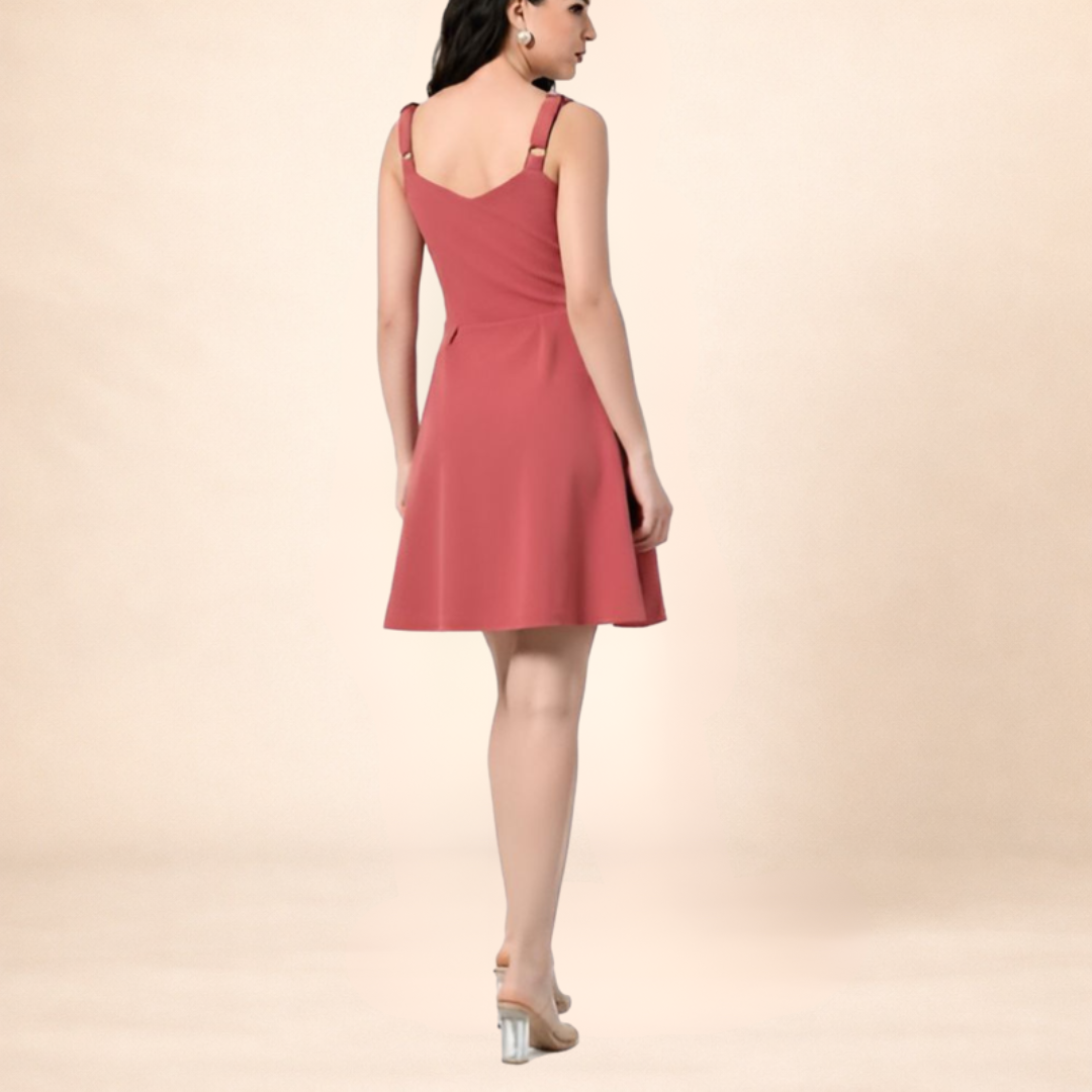 Midnight Grace Peach Fit & Flare Dress