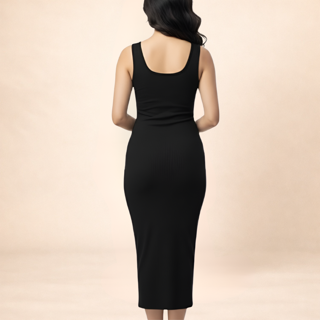 Square Neck Black Bodycon dress