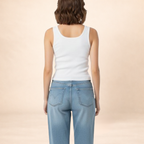 Ribbed White Button-Front Tank Top