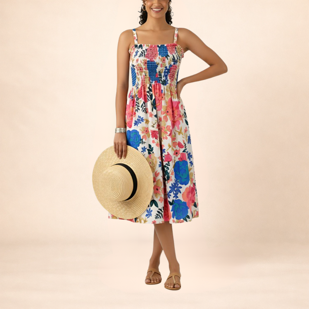 Floral Smocked Midi Dress