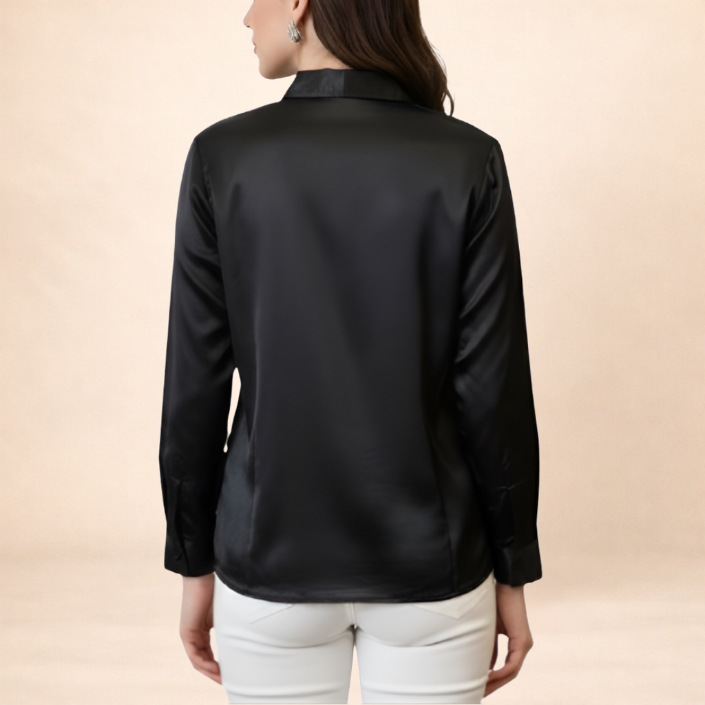 Lustrous Black Satin Shirt