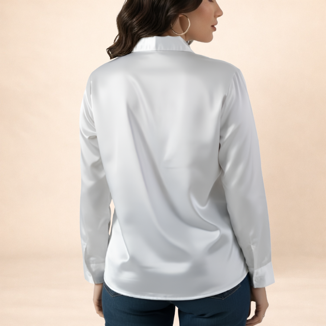 Lustrous White Satin Shirt.