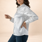 Lustrous White Satin Shirt.