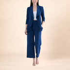 Airforce Blue Blazer and Wide-Leg Pant Set