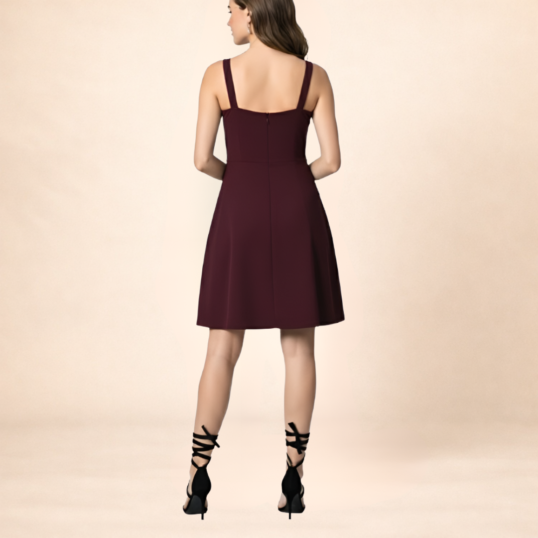 Midnight Grace Maroon Fit & Flare Dress
