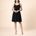 Midnight Grace Black Fit & Flare Dress