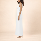 Women Solid White Bodycon Maxi Dress With Tie-up Straps